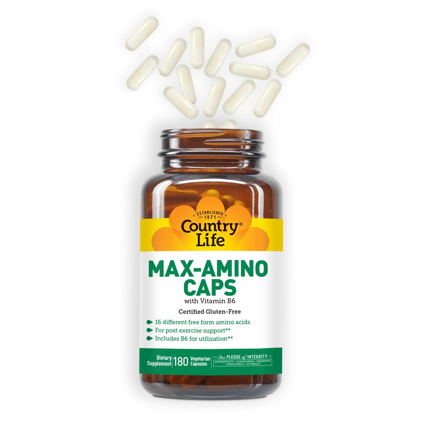 Vista frontal Country Life Maxi-Amino con vitaminas