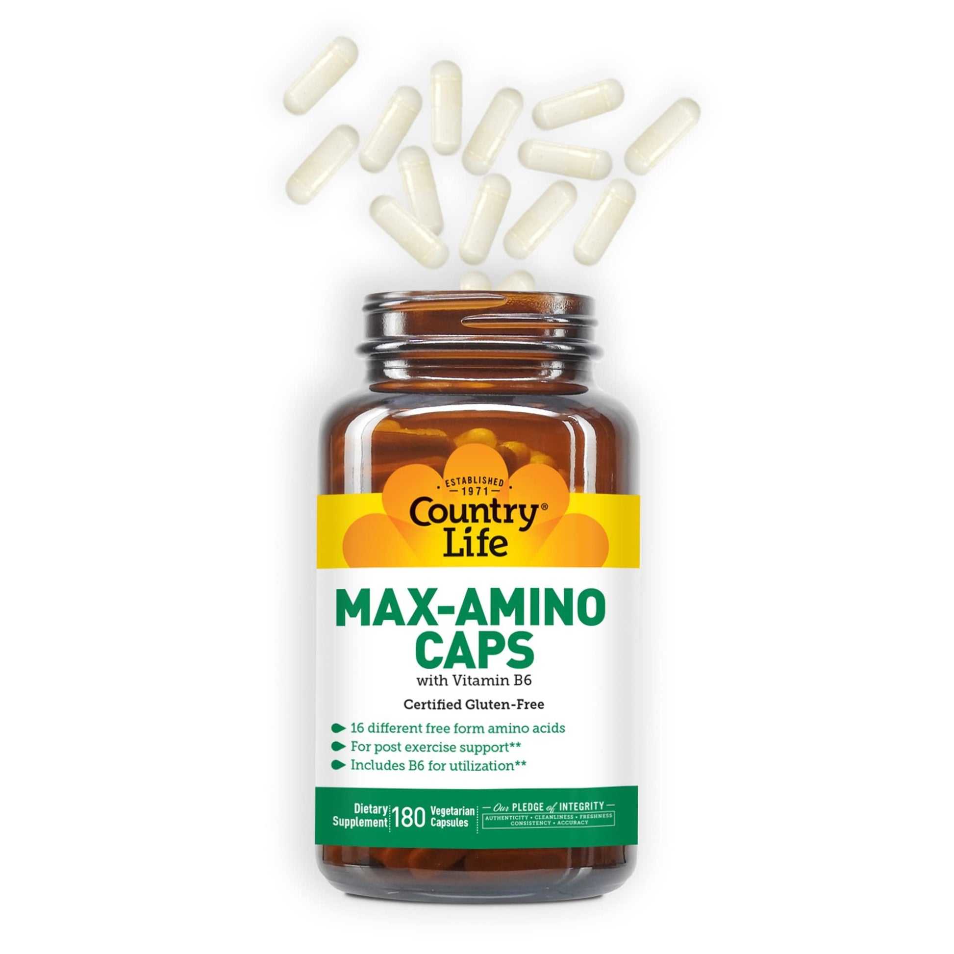 Vista frontal Country Life Maxi-Amino con vitaminas