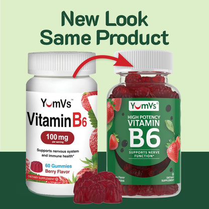 Vista frontal frascos gomitas vitaminas B6 YUM-V'S sabor fresa