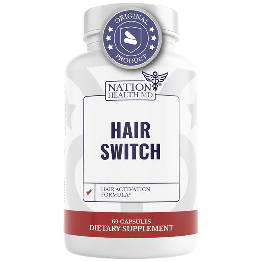Vista frontal del paquete Nation Health MD Hair Switch