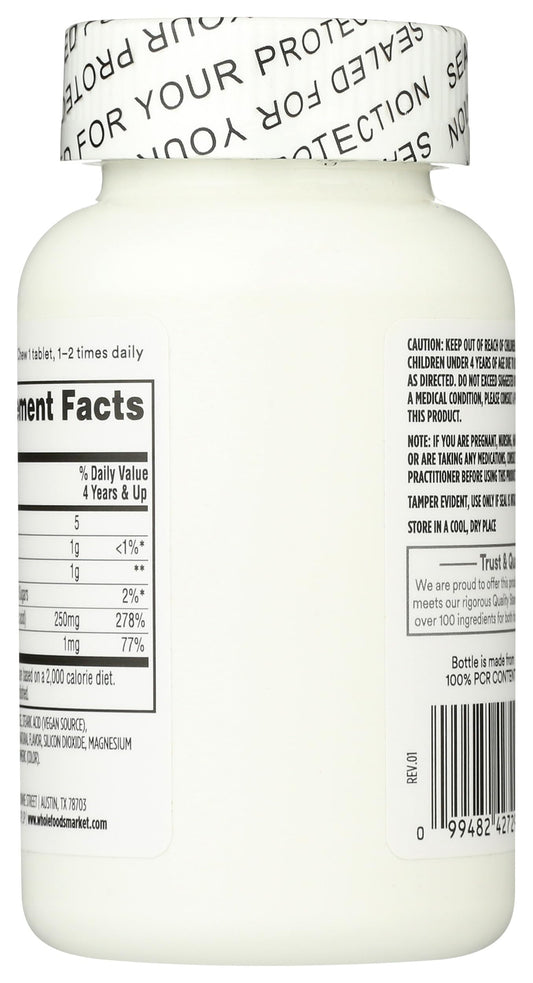 Vista lateral 365 vitamina C masticable niños 90 tabletas