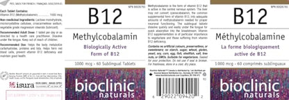 Vista lateral Bioclinic Naturals B12 1000 mcg