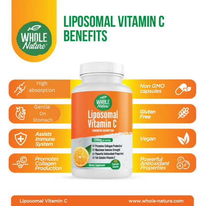 Vista lateral bote Whole Nature vitamina c liposomal cápsulas