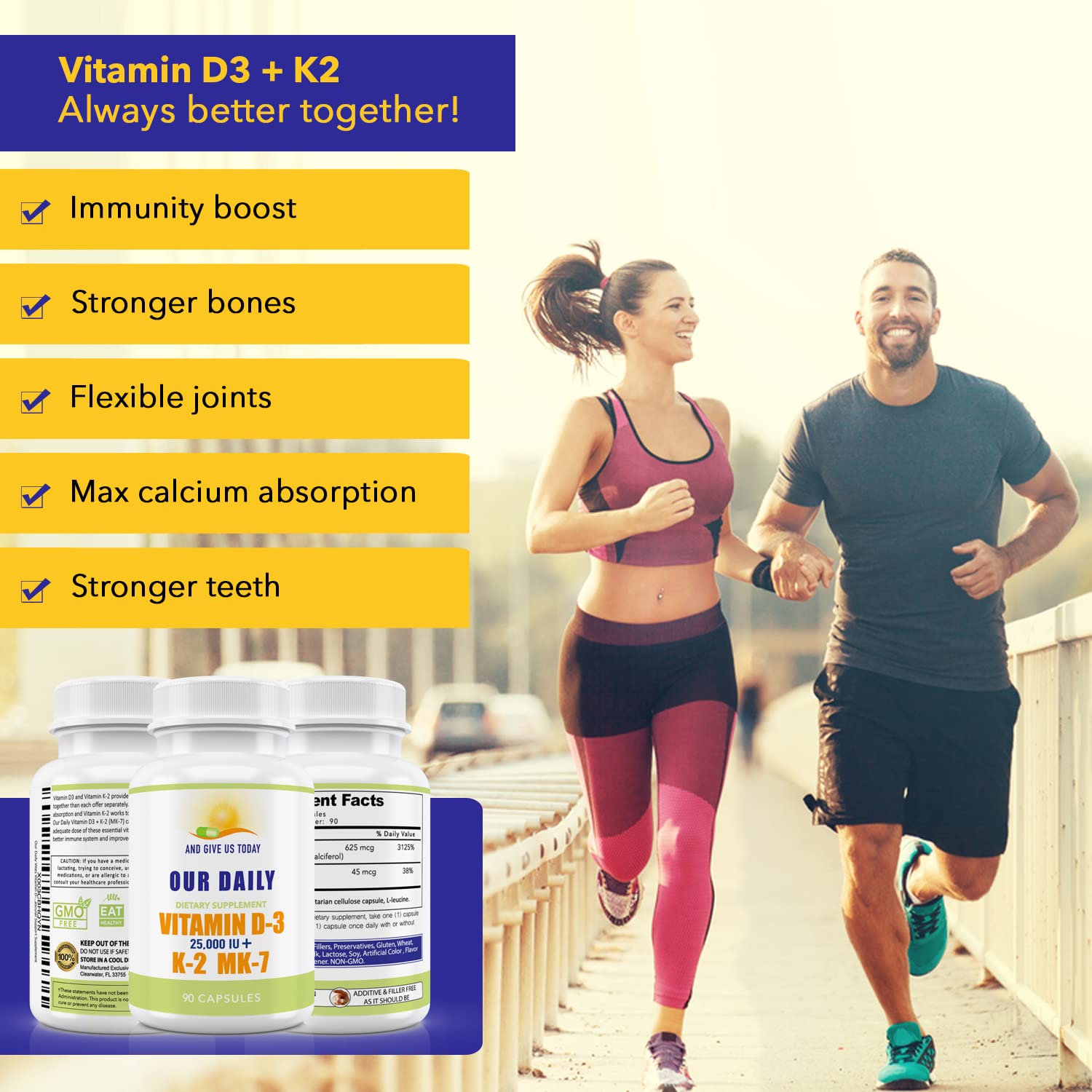 Vista lateral botella Daily Vites vitamina d3 k2
