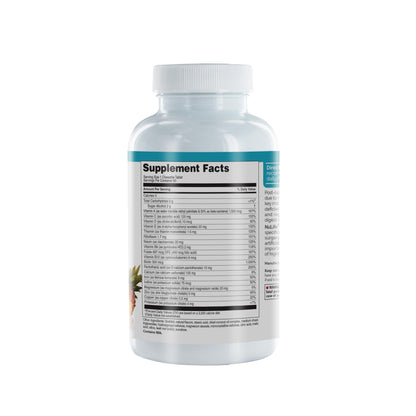 Vista lateral de la botella NU LIFE multivitaminas