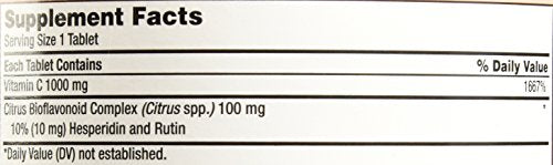 Vista lateral botella vitamina C Kirkland firma
