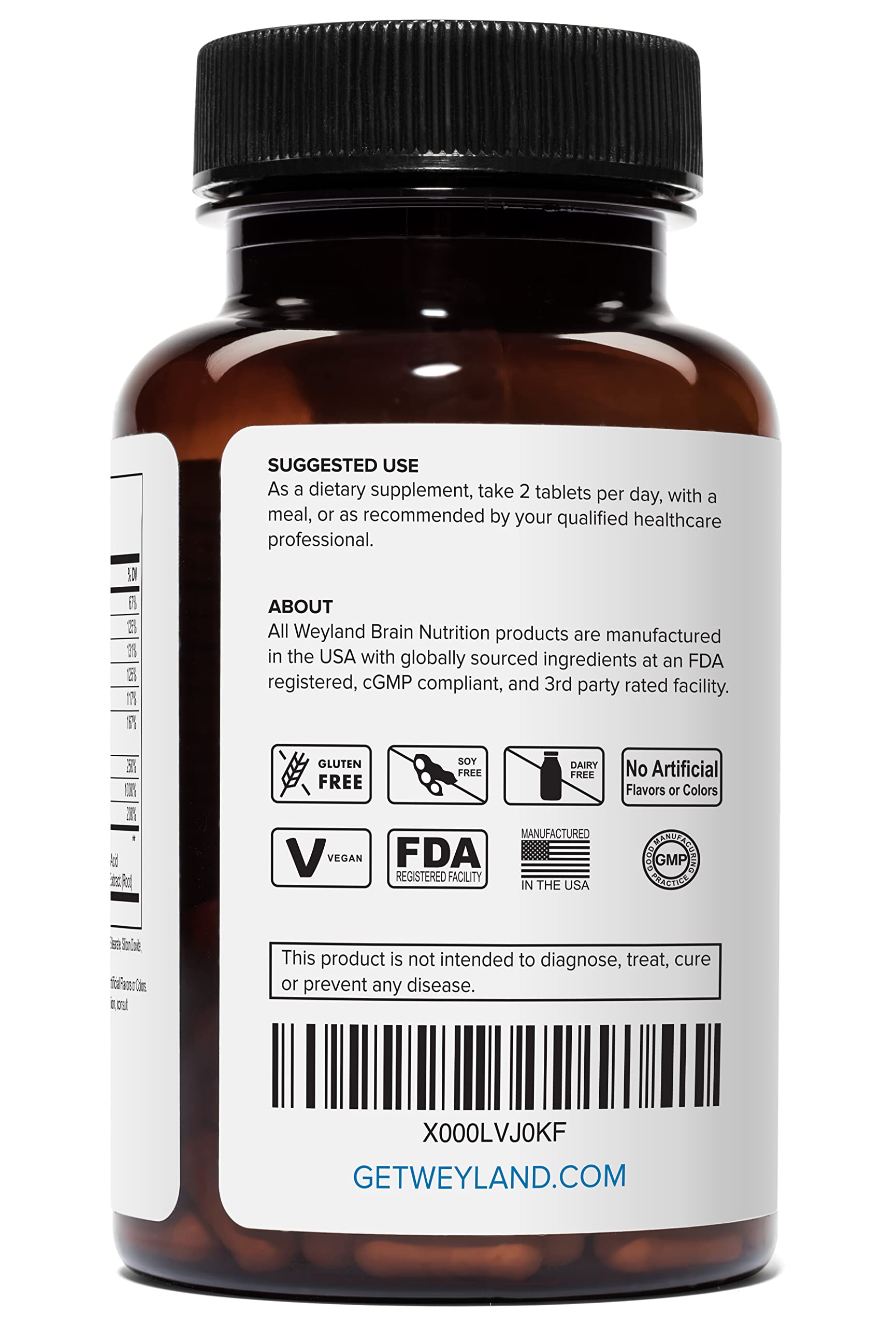 Vista lateral botella Weyland Energy vitaminas B