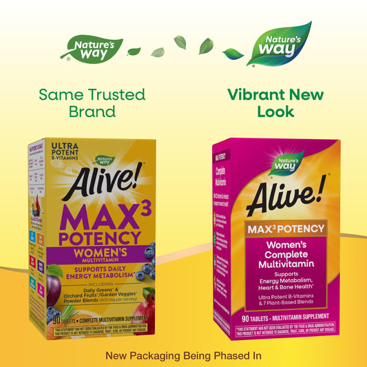 Vista lateral de la caja del multivitamínico Alive! de Nature's Way