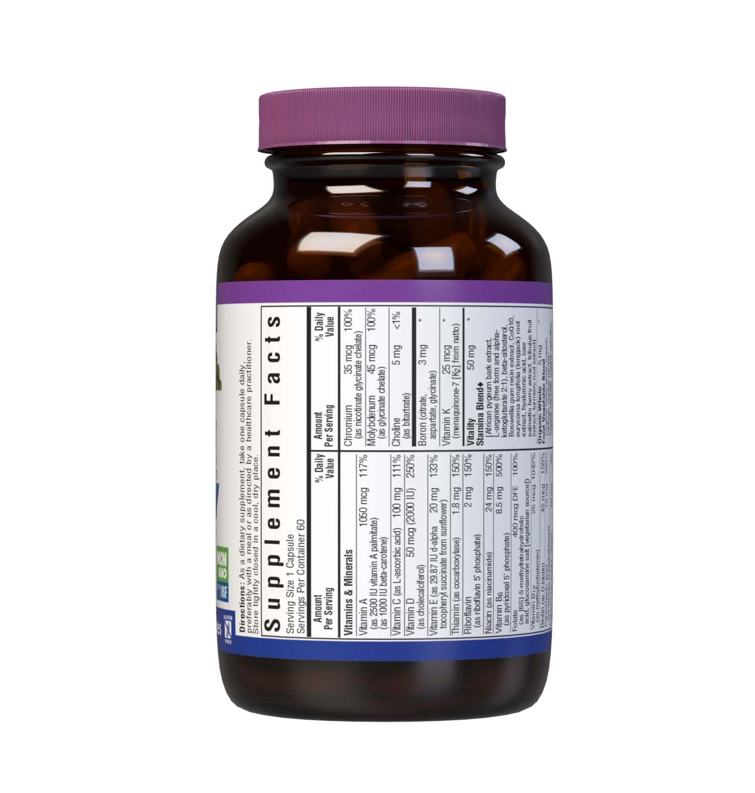 vista lateral de las cápsulas de multivitamínico para hombres