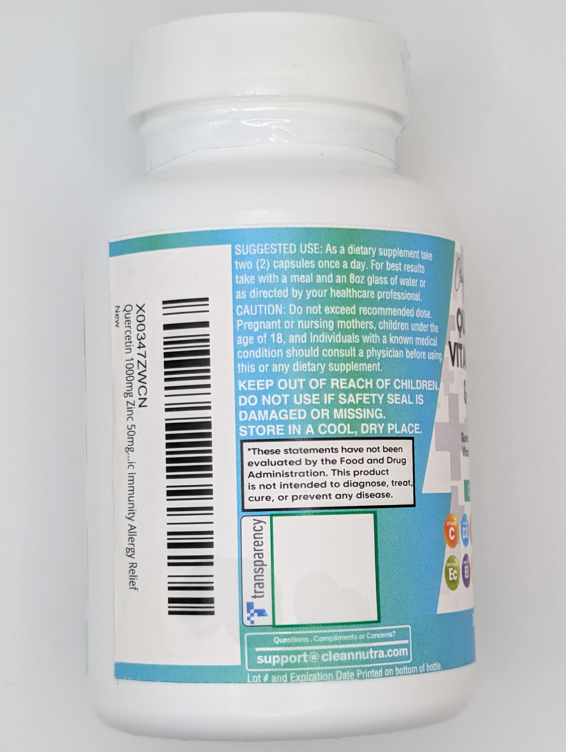 Vista lateral Clean Nutraceuticals suplemento inmunidad paquete 3