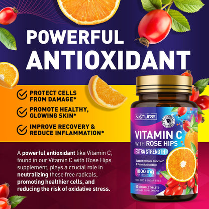 Vista lateral envase vitamina C masticable Built by Nature