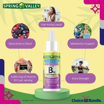 Vista lateral envases vitamina b12 spring valley líquida