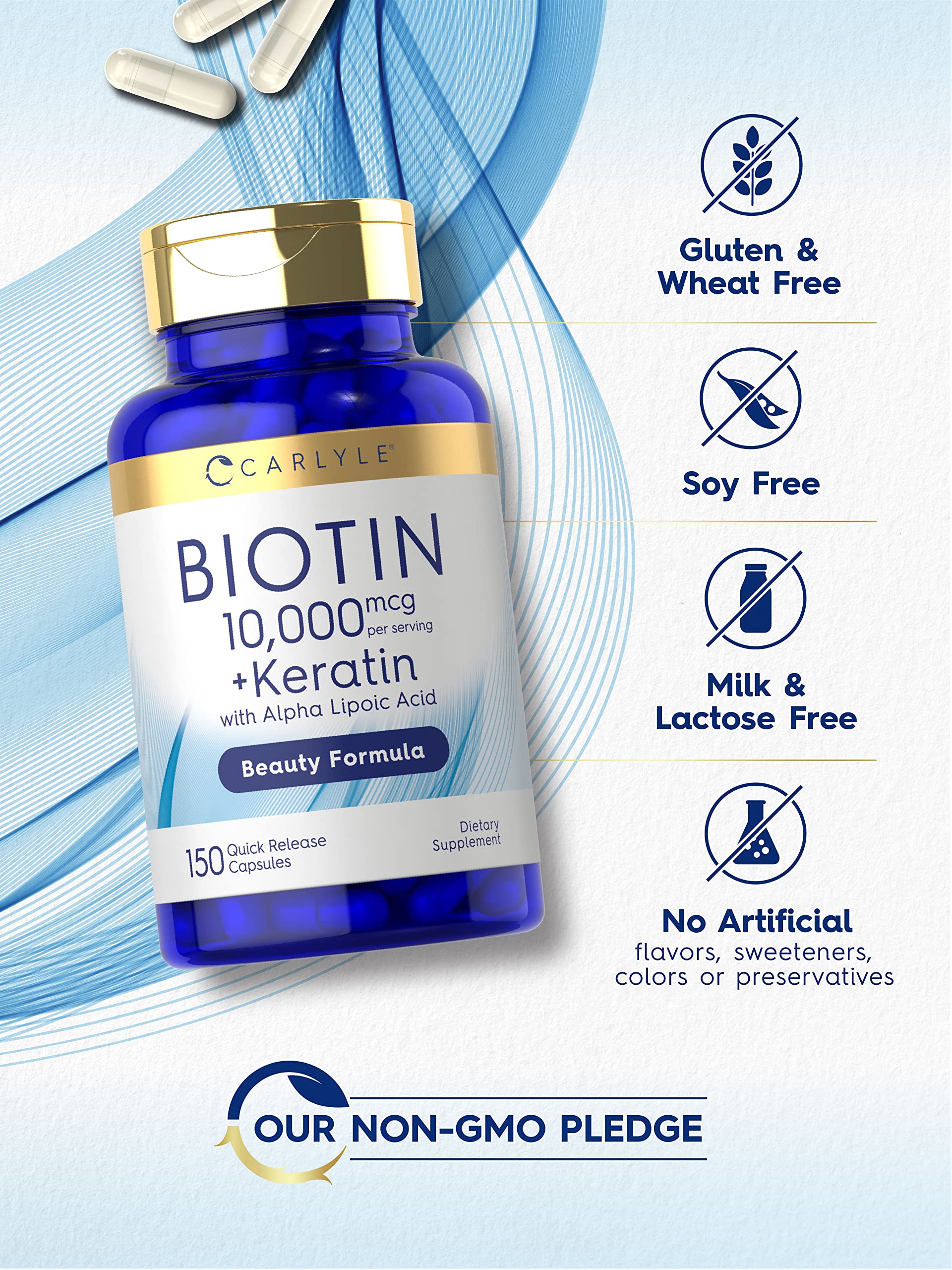 Vista lateral frasco Biotina Carlyle