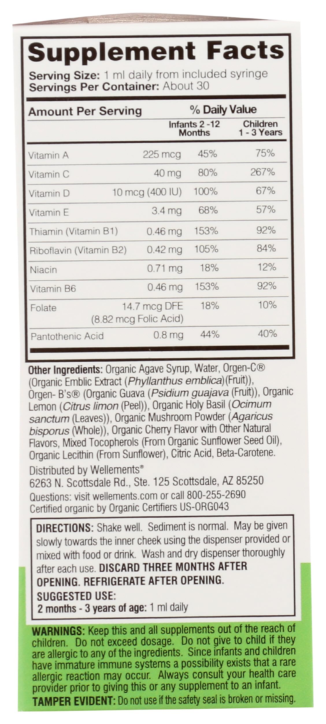 Vista lateral gotas multivitaminas Wellements paquete 3