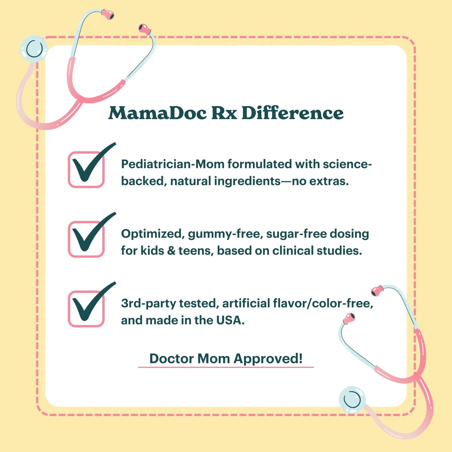 Vista lateral Mamadoc Rx Vitamina D3 masticable para niños