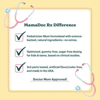 Vista lateral Mamadoc Rx Vitamina D3 masticable para niños