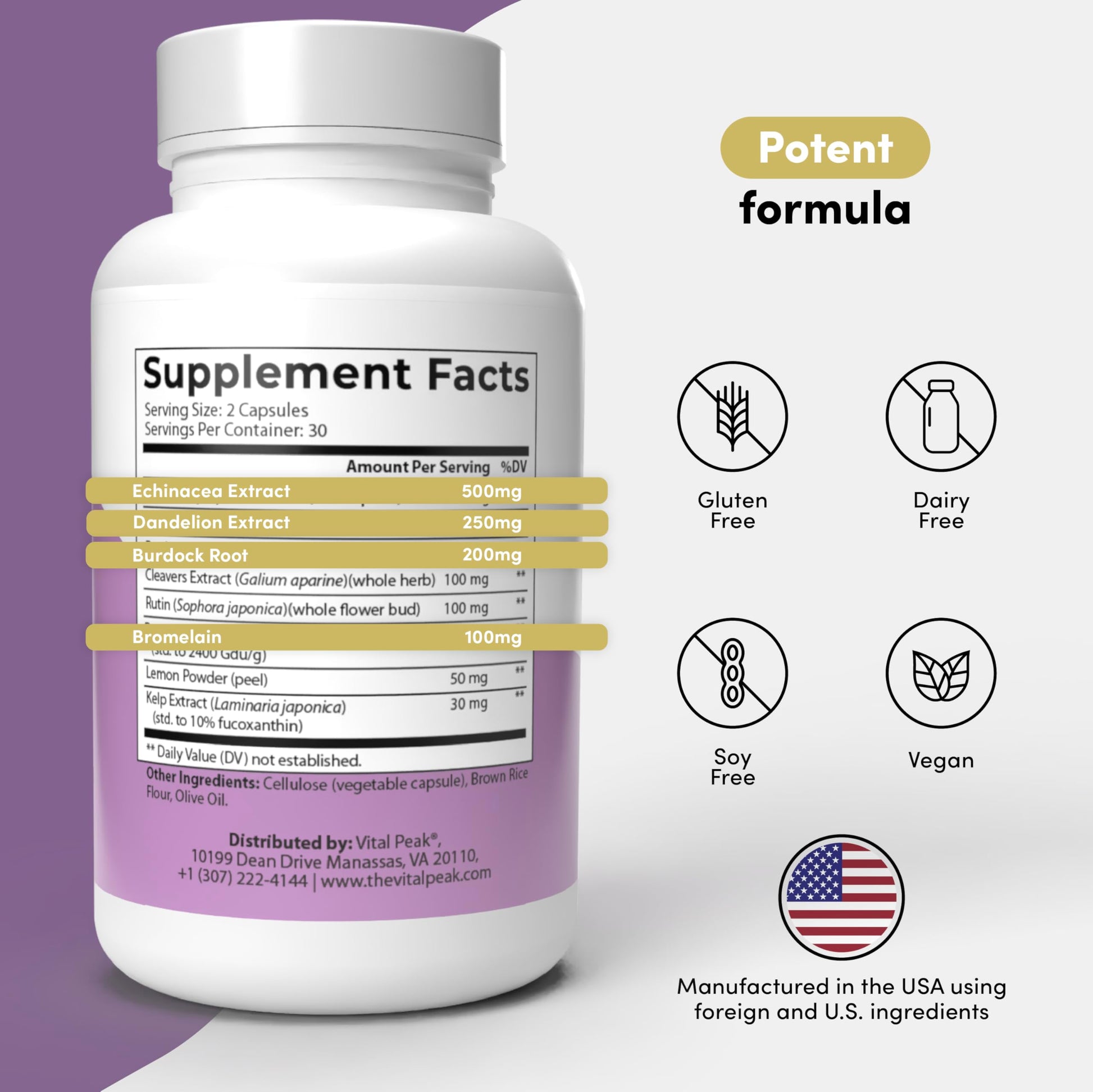 Vista lateral del producto Nation Health MD Vital Peak
