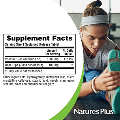 Vista lateral NaturesPlus vitamina C con escaramujo