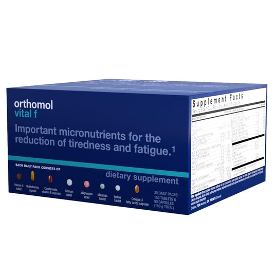 Vista lateral de Orthomol Vital F multivitaminas