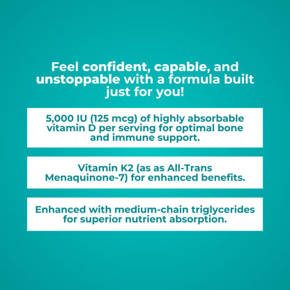 Vista lateral paquete vitamina d3 5000 iu Reignite Wellness