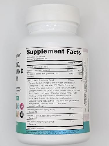 Vista lateral suplemento Q-Defend para adultos 30 porciones