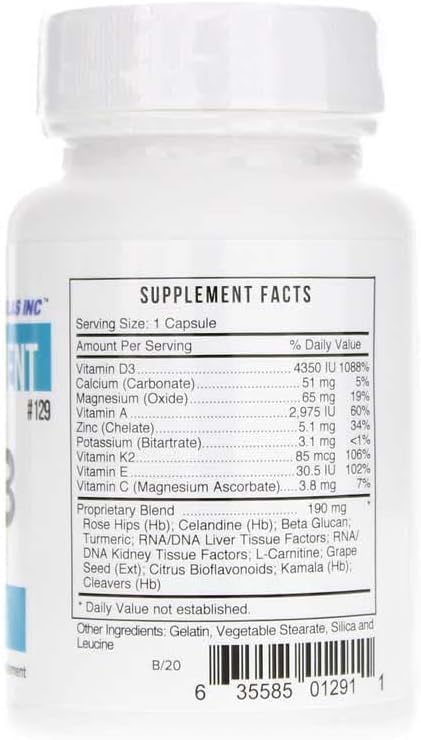 Vista lateral suplemento vitamina d3 Systemic Formulas paquete 60