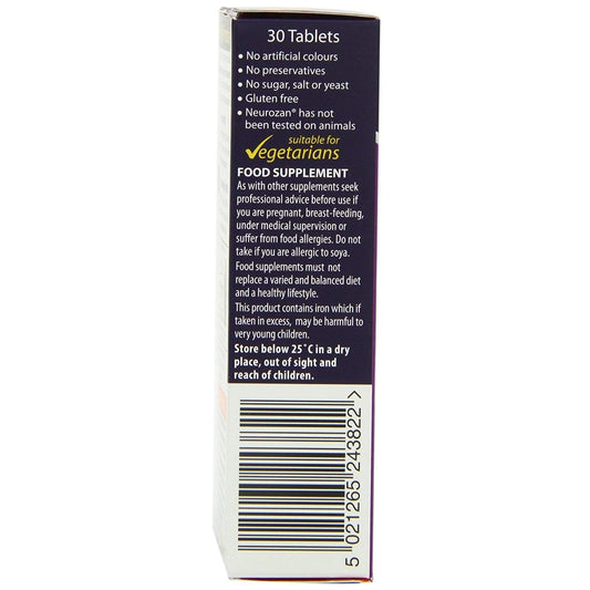 Vista lateral Vitabiotics Neurozan caja de suplemento