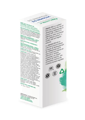 Vista lateral del frasco vitamina D3 Organika 30 ml