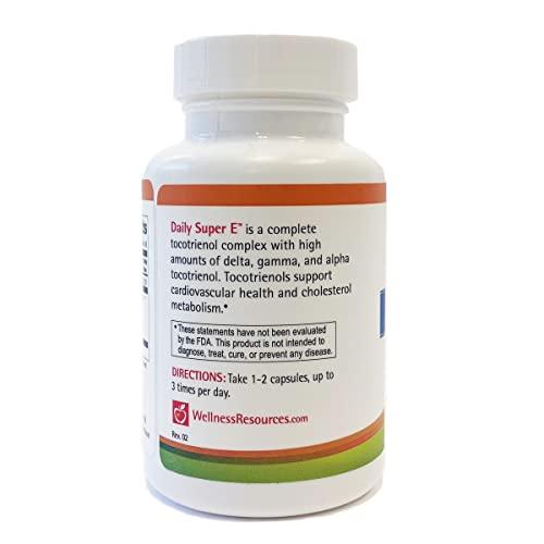 Vista lateral Wellness Resources Daily Super E suplemento antioxidante vitamina e