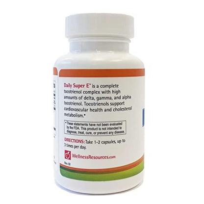 Vista lateral Wellness Resources Daily Super E suplemento antioxidante vitamina e