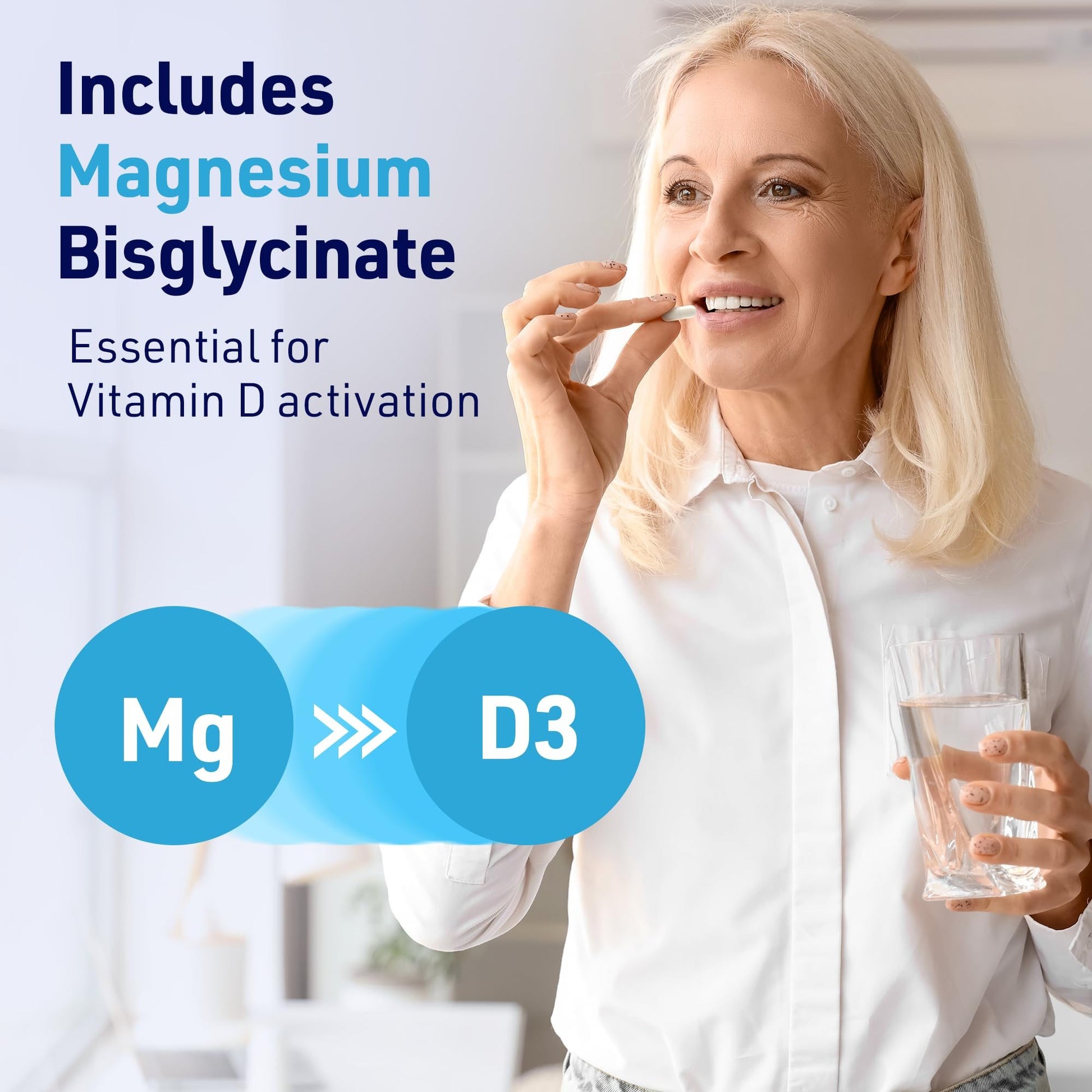 Vista del producto AgeImmune Vitamina D3 K2 y Magnesio en cápsulas
