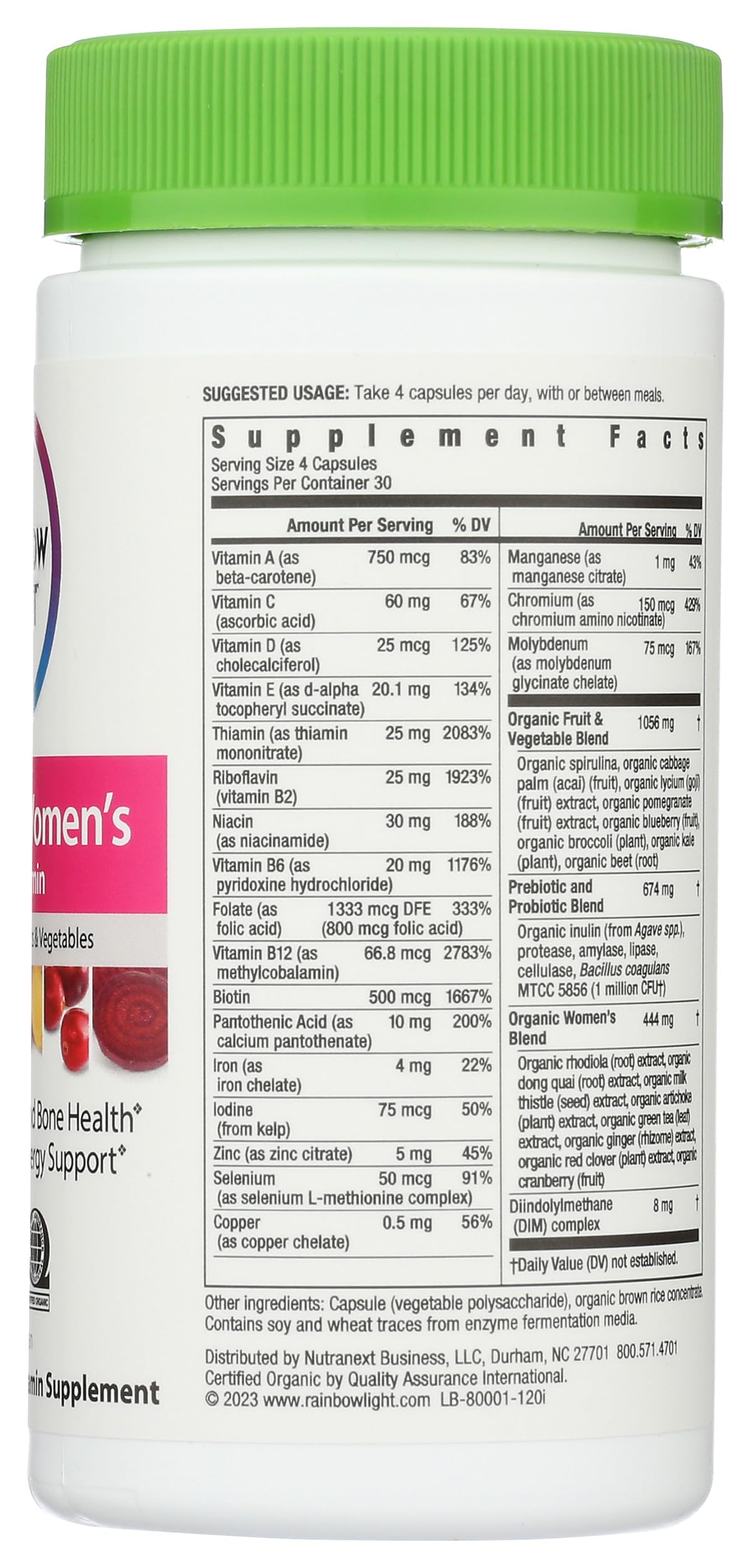 Vista superior del multivitamínico Rainbow Light