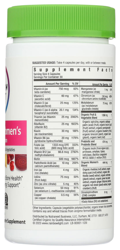 Vista superior del multivitamínico Rainbow Light