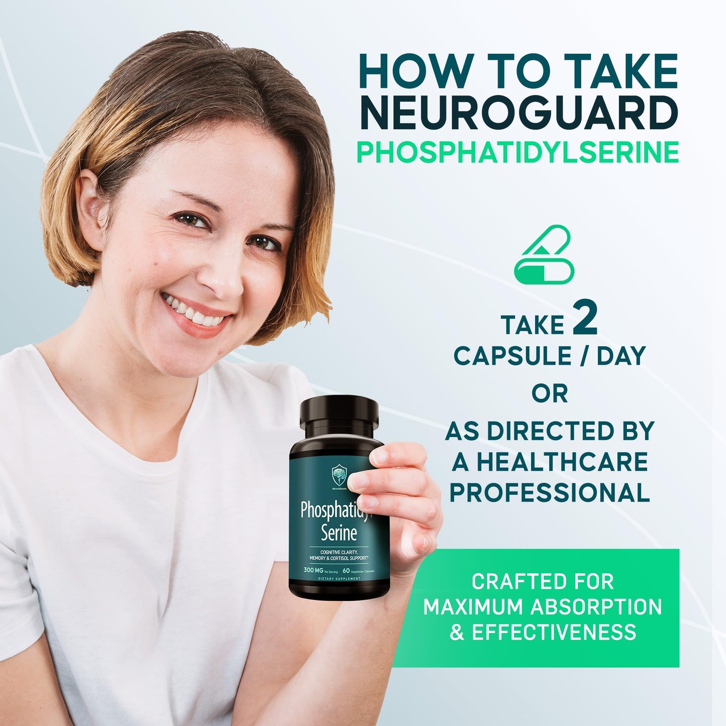 Vista superior frasco NeuroGuard fosfatidilserina