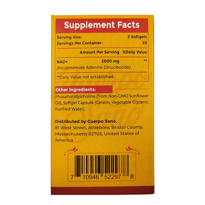 Vista superior suplemento NAD+ liposomal Cuerpo Sano