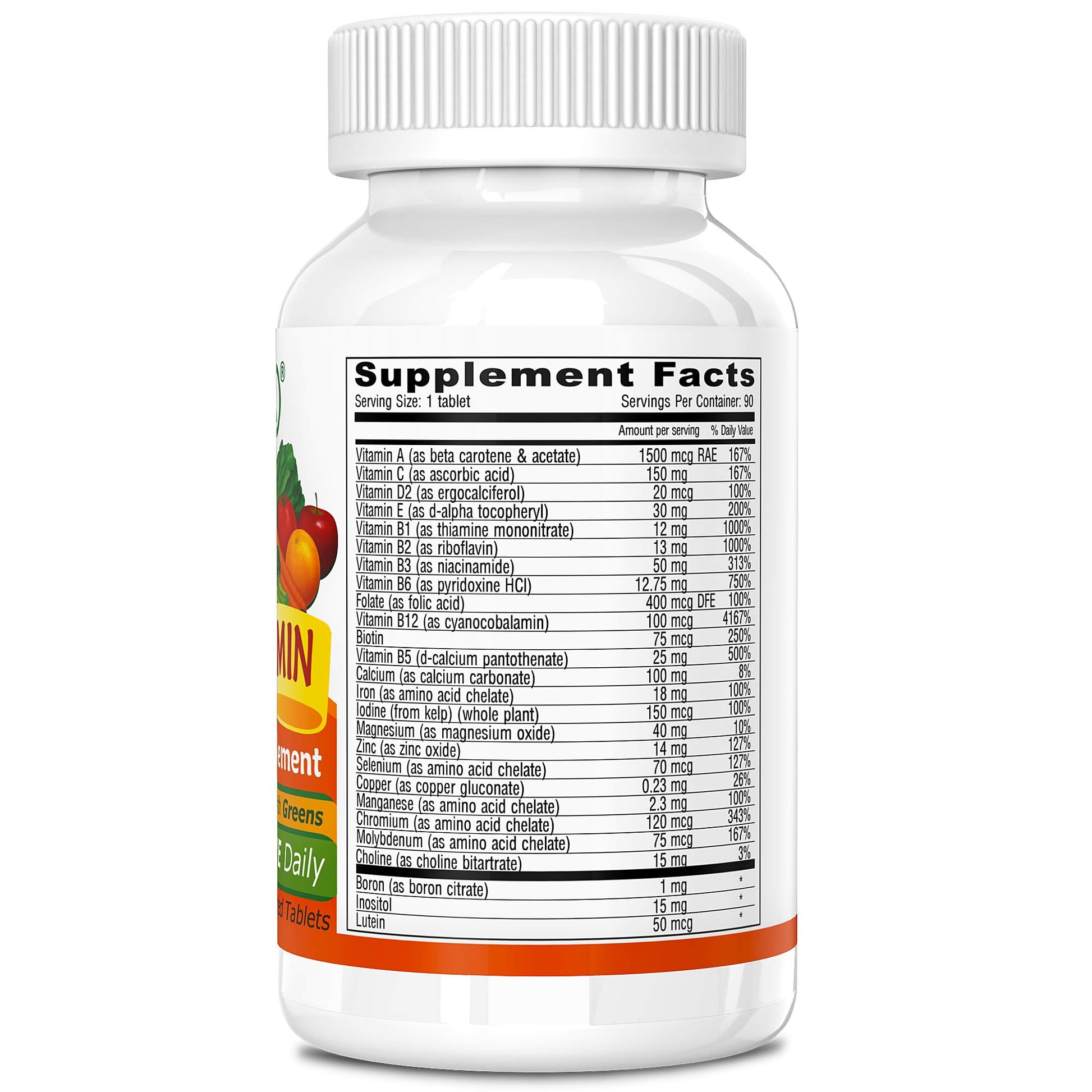 Vista trasera de la botella Deva multivitamínico