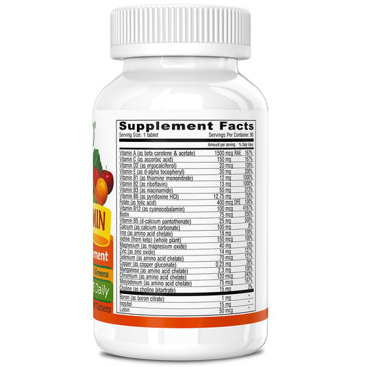Vista trasera de la botella Deva multivitamínico
