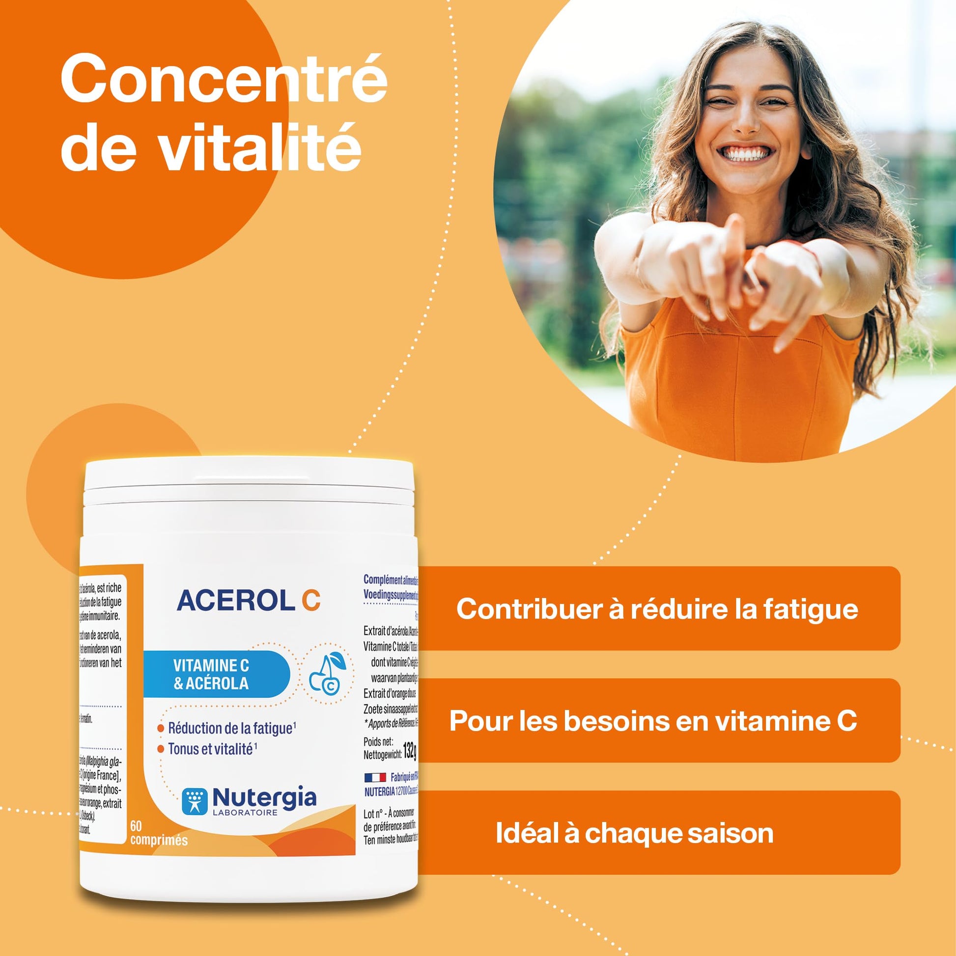 Vista trasera de ACEROL C 60 tabletas