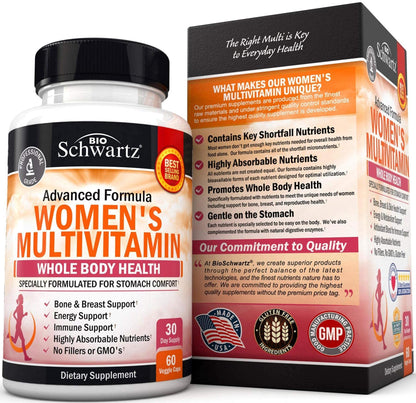Vista trasera multivitamínico BioSchwartz para mujeres