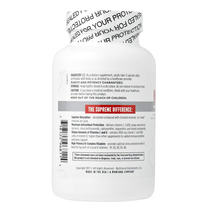 vista trasera del multivitamínico nbi en envase blanco