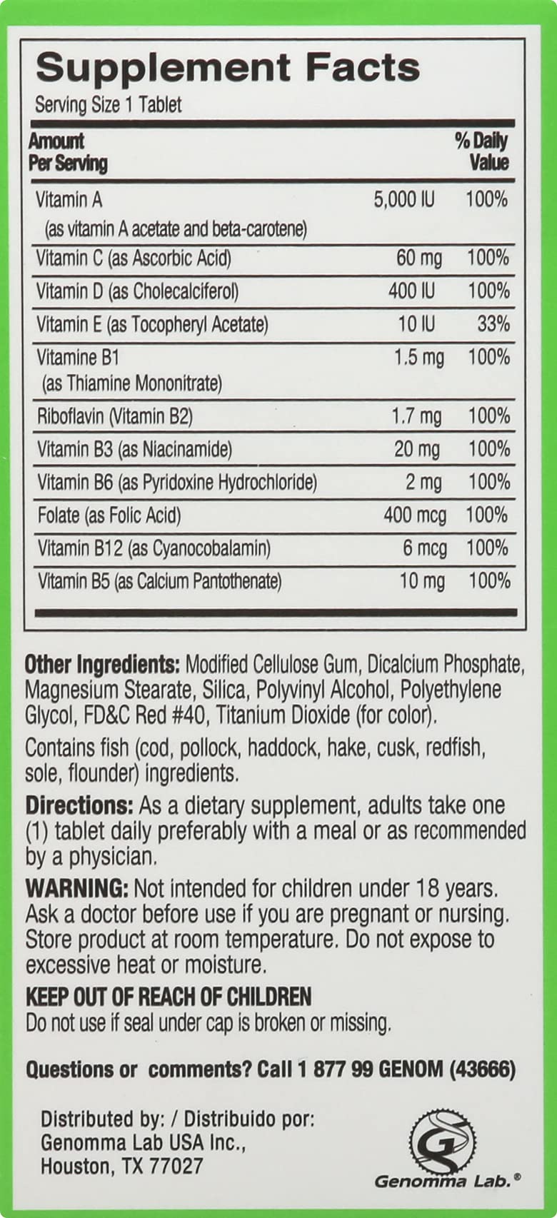 Vista posterior de Shot B Energy - Multivitamínicos en paquete