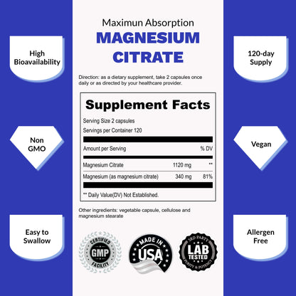 Suplemento UpNourish Magnesio Citrato y Vitamina D3 Liposomal vista trasera