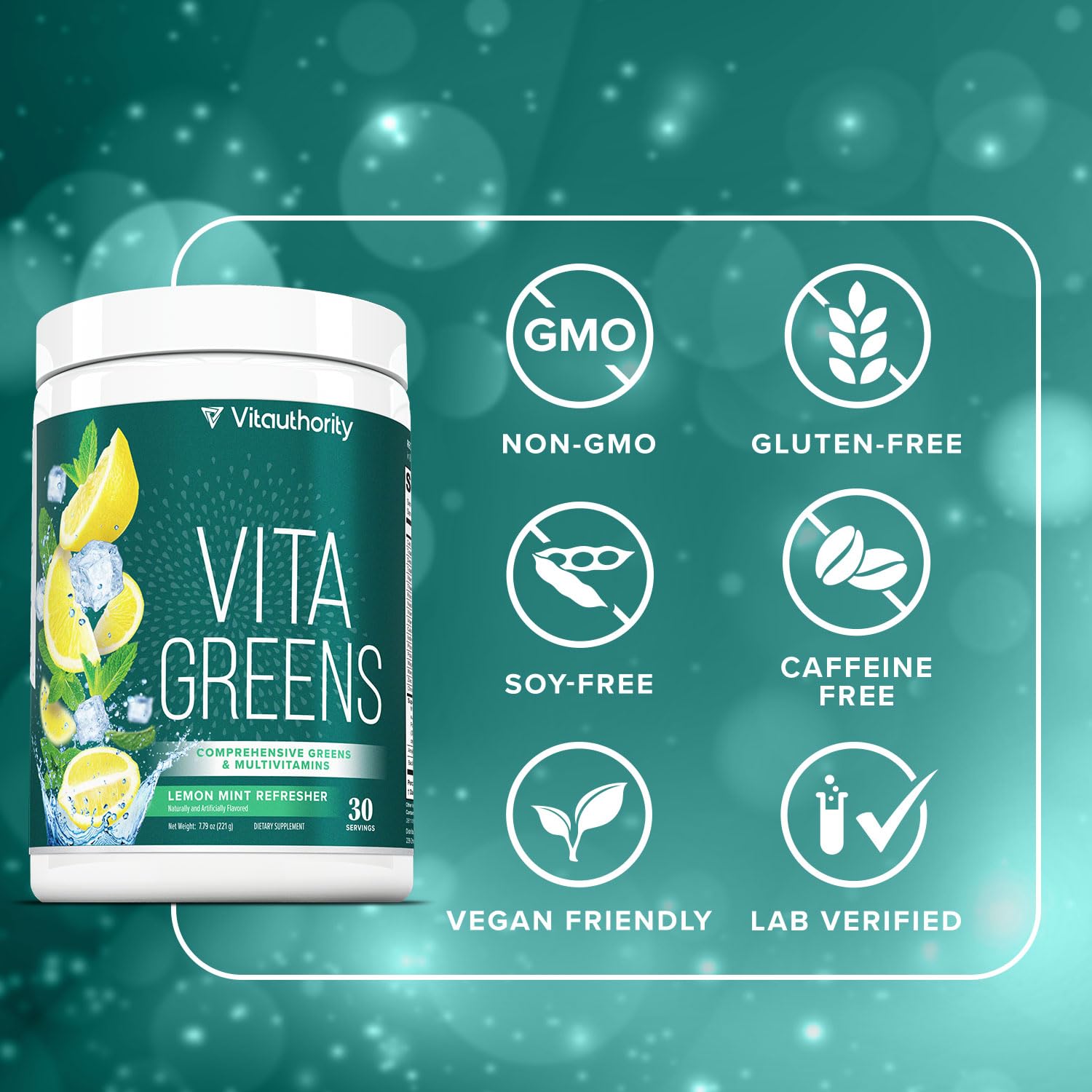 Vita Greens polvo multivitamínico, sabor natural refrescante
