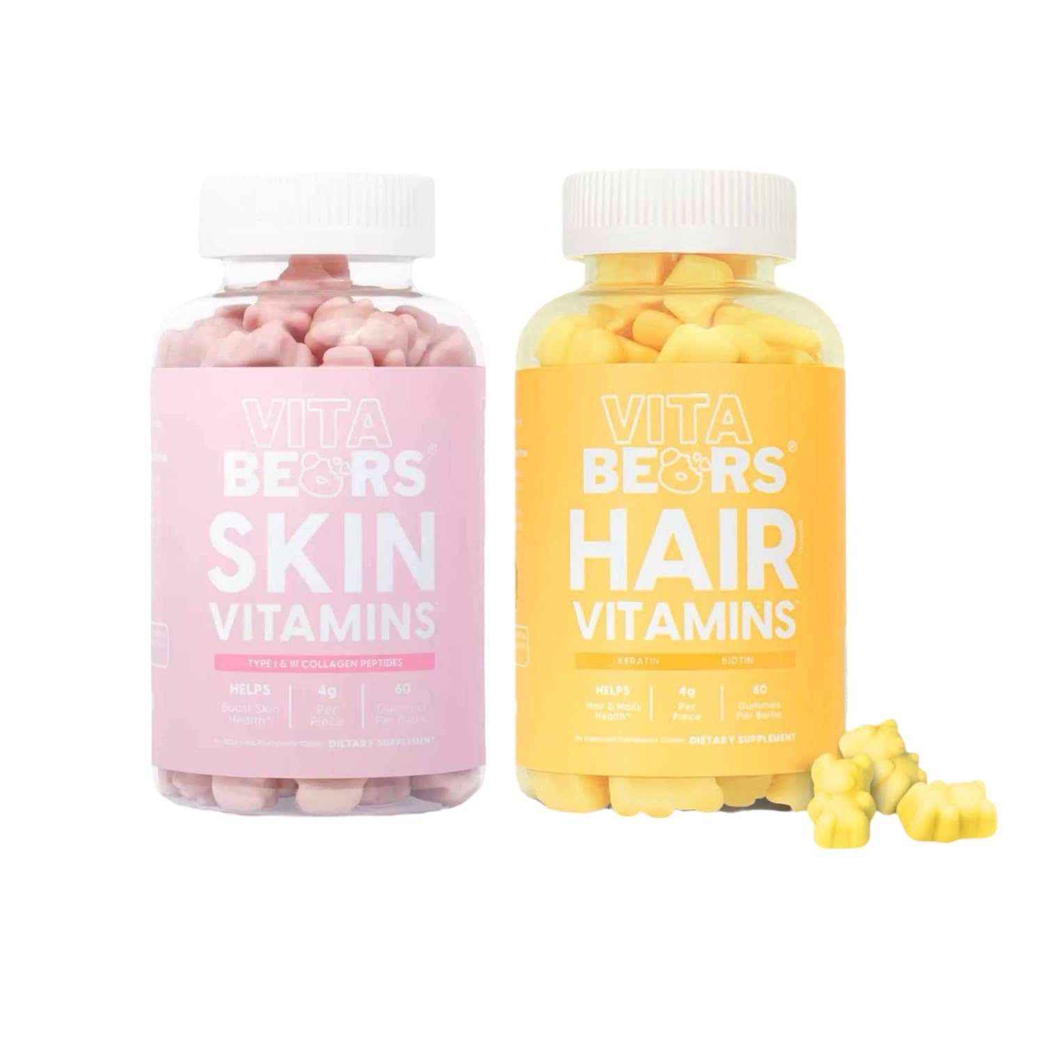 Vitabears dúo perfecto de vitaminas para cabello y piel en envases