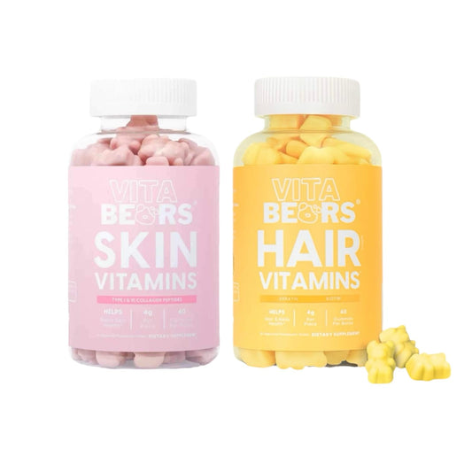 Vitabears dúo perfecto de vitaminas para cabello y piel en envases