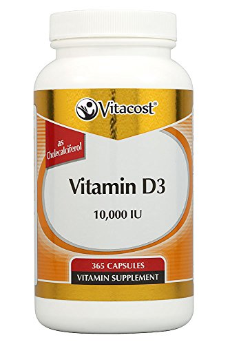 Vitacost Vitamina D3 10,000 IU botella frontal 365 cápsulas