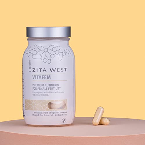Vitafem Zita West, vitaminas prenatales en botella.