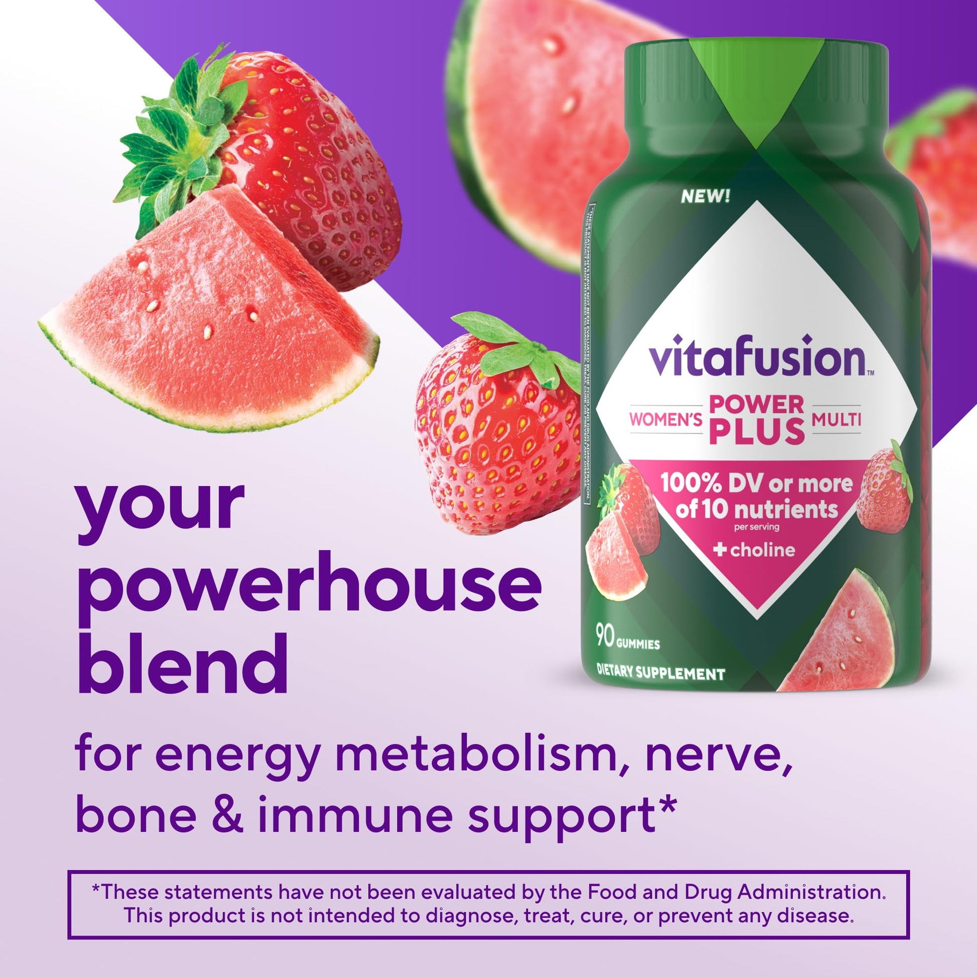 Gomitas Vitafusion con 100% del valor diario de nutrientes esenciales
