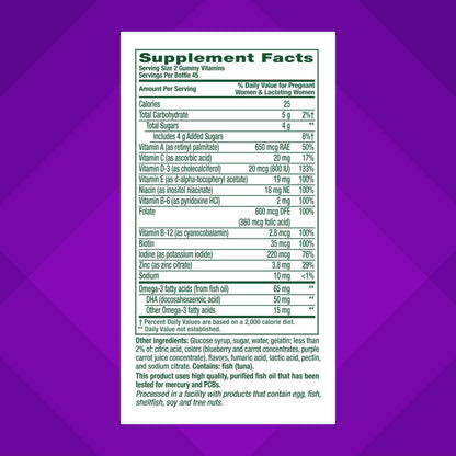 Vitafusion gummy vitaminas para embarazo con folato
