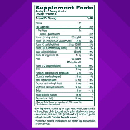 Vitafusion multivites con 100% valor diario nutrientes